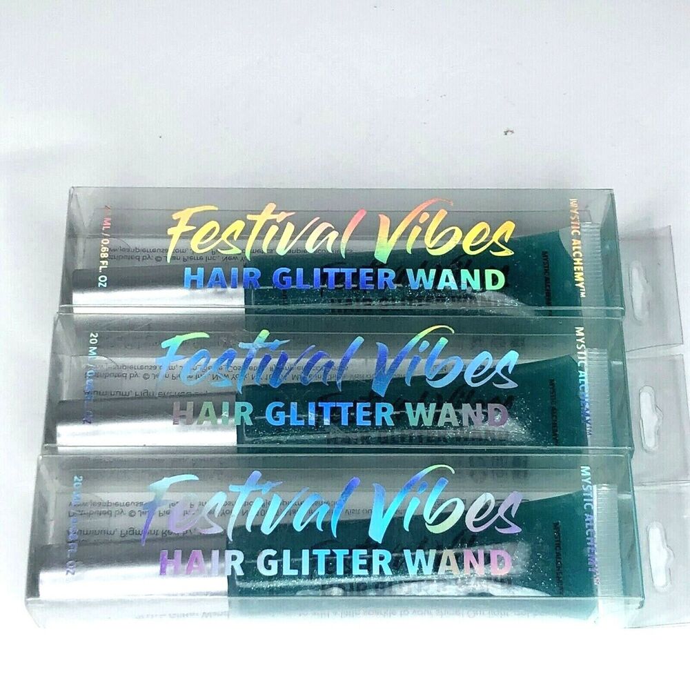 3 Mystic Alchemy Festival Vibes Hair Glitter Wand Under The Sea Aqua Blue Sparkl